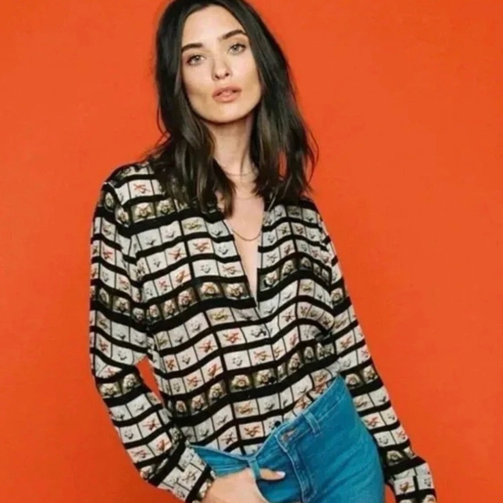 L'AGENCE Bert Stern Collab Marilyn Monroe Film Strip Motif Blouse - Rare! SZ M